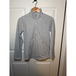 Kyodan Women's Small Gray Herringbone Quarter Zip Pullover Fleece Jacket
